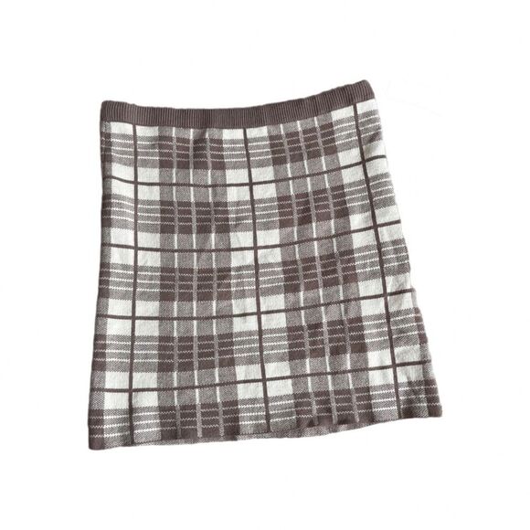 C’isa lizard thicket plaid knit skirt TAN WHITE PLAID NWT LARGE - Picture 2 of 7